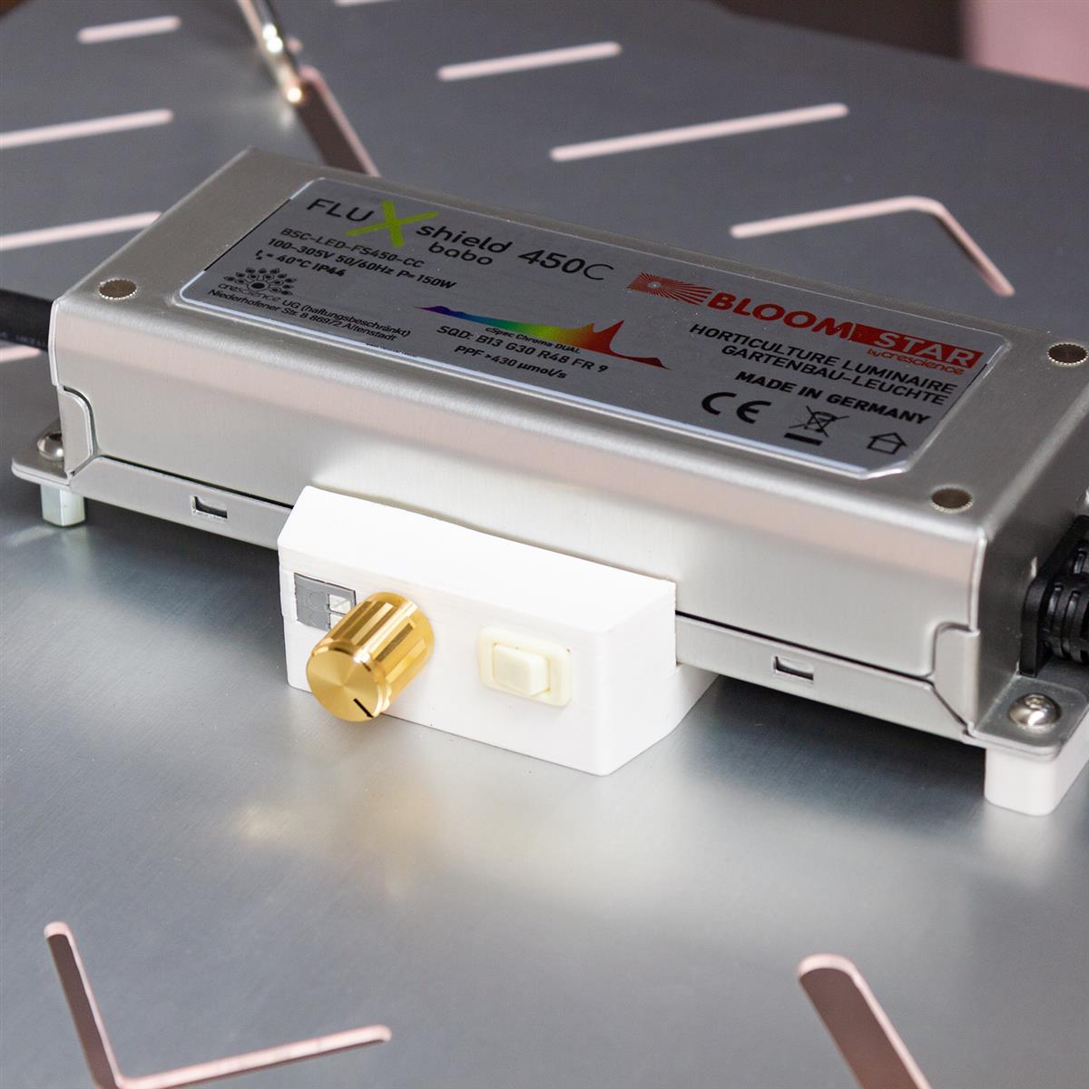bloomstar fluxshield babo 450c treiber mit Dimmer auf der Rückseite der LED