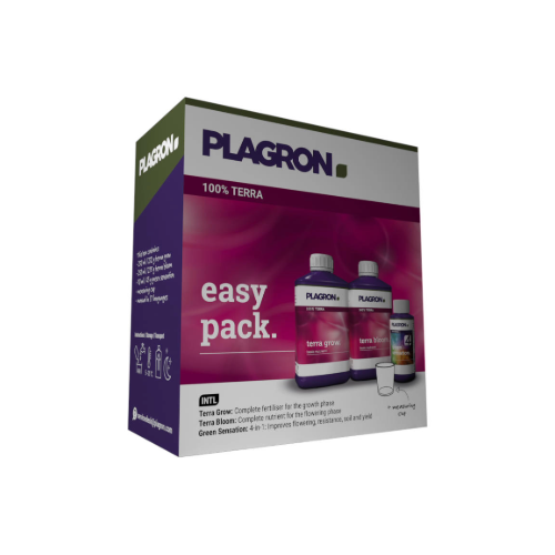 Plagron Easy Pack 100% TERRA – Komplettset mit Terra Grow, Terra Bloom und Green Sensation für den Anbau von vier Pflanzen. Ideal für Indoor- und Outdoor-Gartenprojekte, sorgt für schnelles Wachstum und schwere, kompakte Blüten.