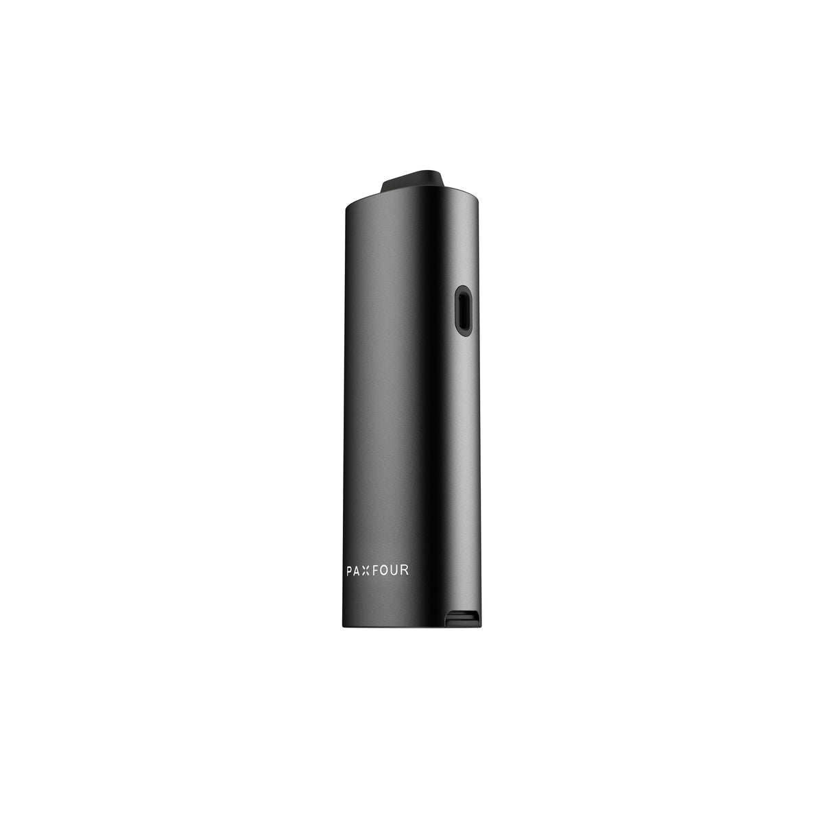 PAX Four Onyx Seitenansicht mit USB-C Anschluss – tragbarer Kräuter Vaporizer im Pocket-Format