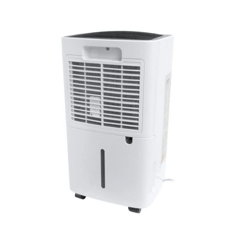 RAM Luftentfeuchter 12L Rückseite mit Wasserauffangbehälter und Lüftungsgitter für effiziente Feuchtigkeitskontrolle