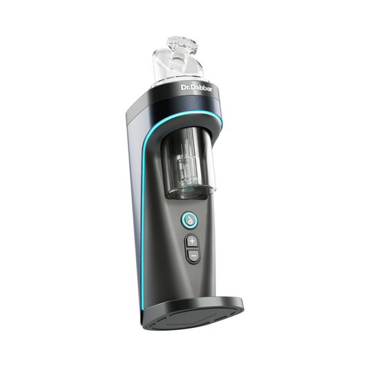 Dr. Dabber Switch² eRig Vaporizer – Frontansicht mit Glasaufsatz, Wasserfilter und LED-Lichtleiste