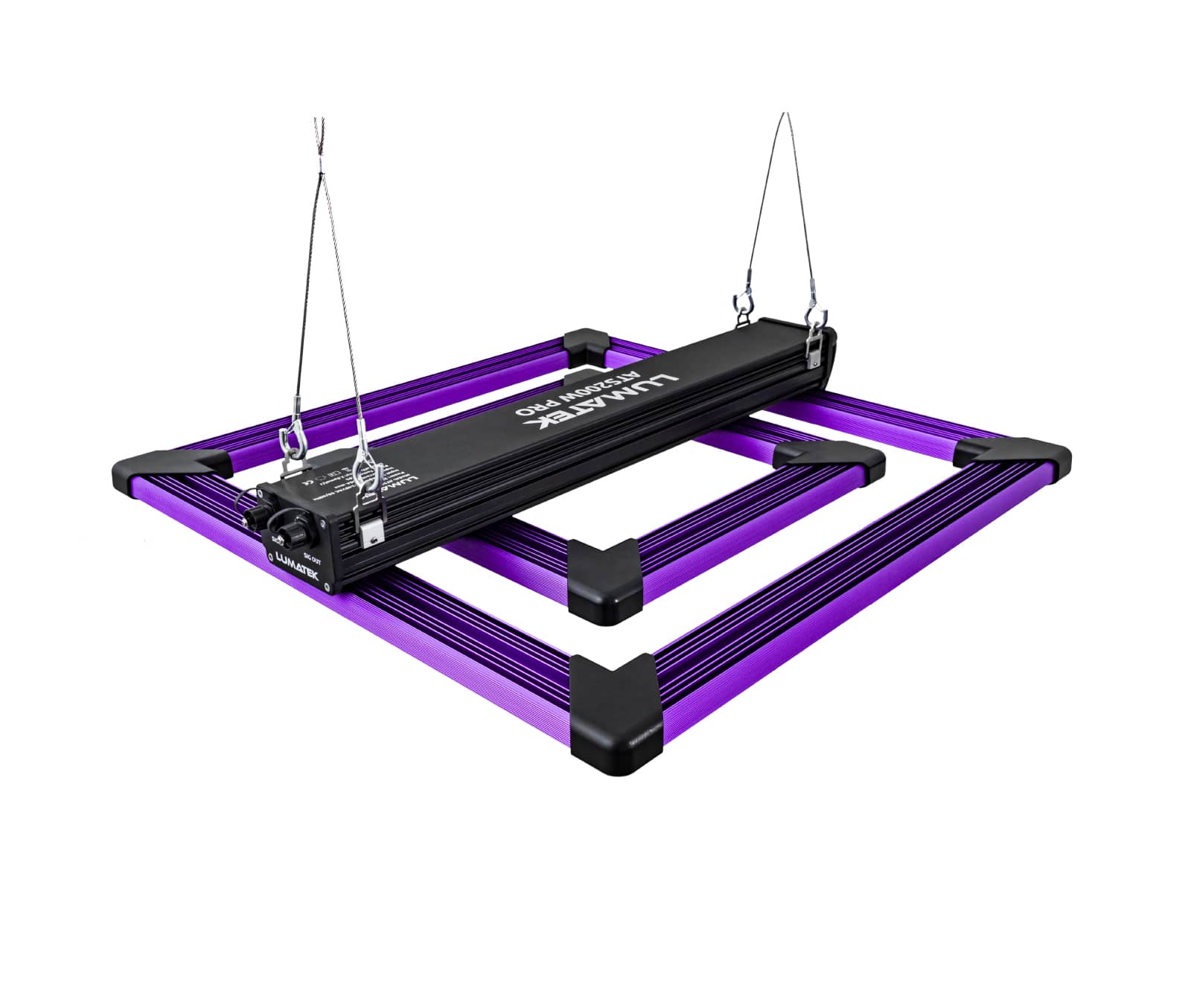 Lumatek ATS200W Pro LED Panel hängend, innovatives Beleuchtungssystem für Indoor-Pflanzenzucht mit verstellbarem Rahmen und langlebigen LEDs.