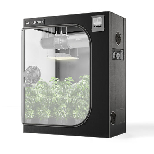 AC Infinity Growbox 120x60 mit LED-Beleuchtung, Lüfter und hochwertigem Belüftungssystem. Perfekte Lösung für Indoor-Grow mit maximaler Lichtausnutzung.