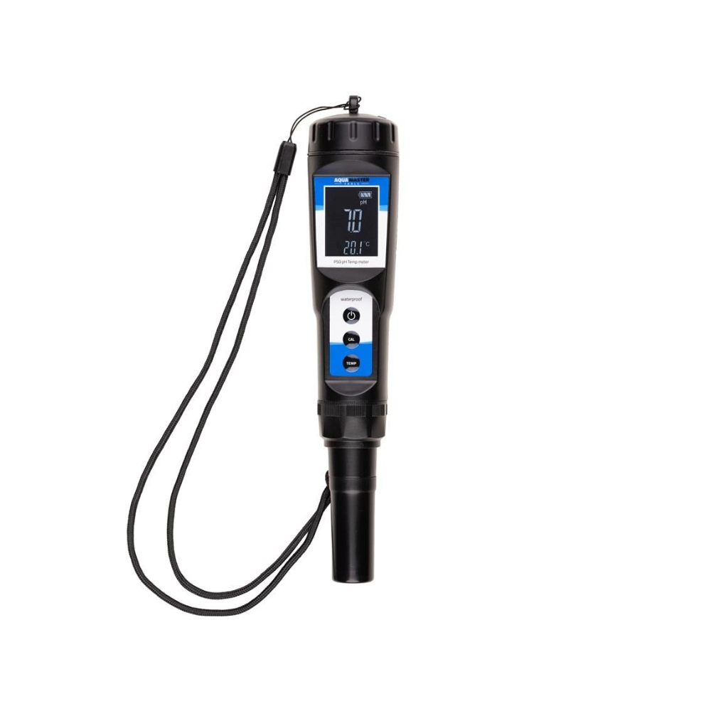 Vollständig montiertes P50 Pro2 pH- und Temperaturmessgerät mit Trageband – wasserdicht, kalibrierbar und ideal für Grower und Aquaristik

