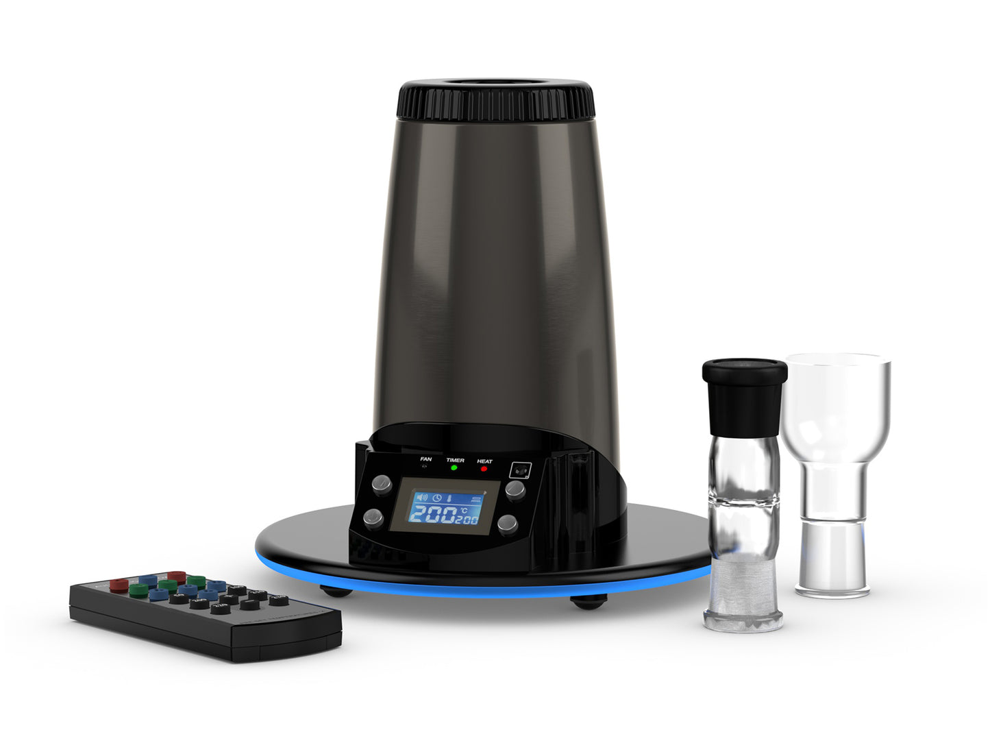 Arizer Extreme-Q Vaporizer mit Fernbedienung und Zubehör, präzise Temperaturkontrolle, inklusive Glasmundstücke und Ballon