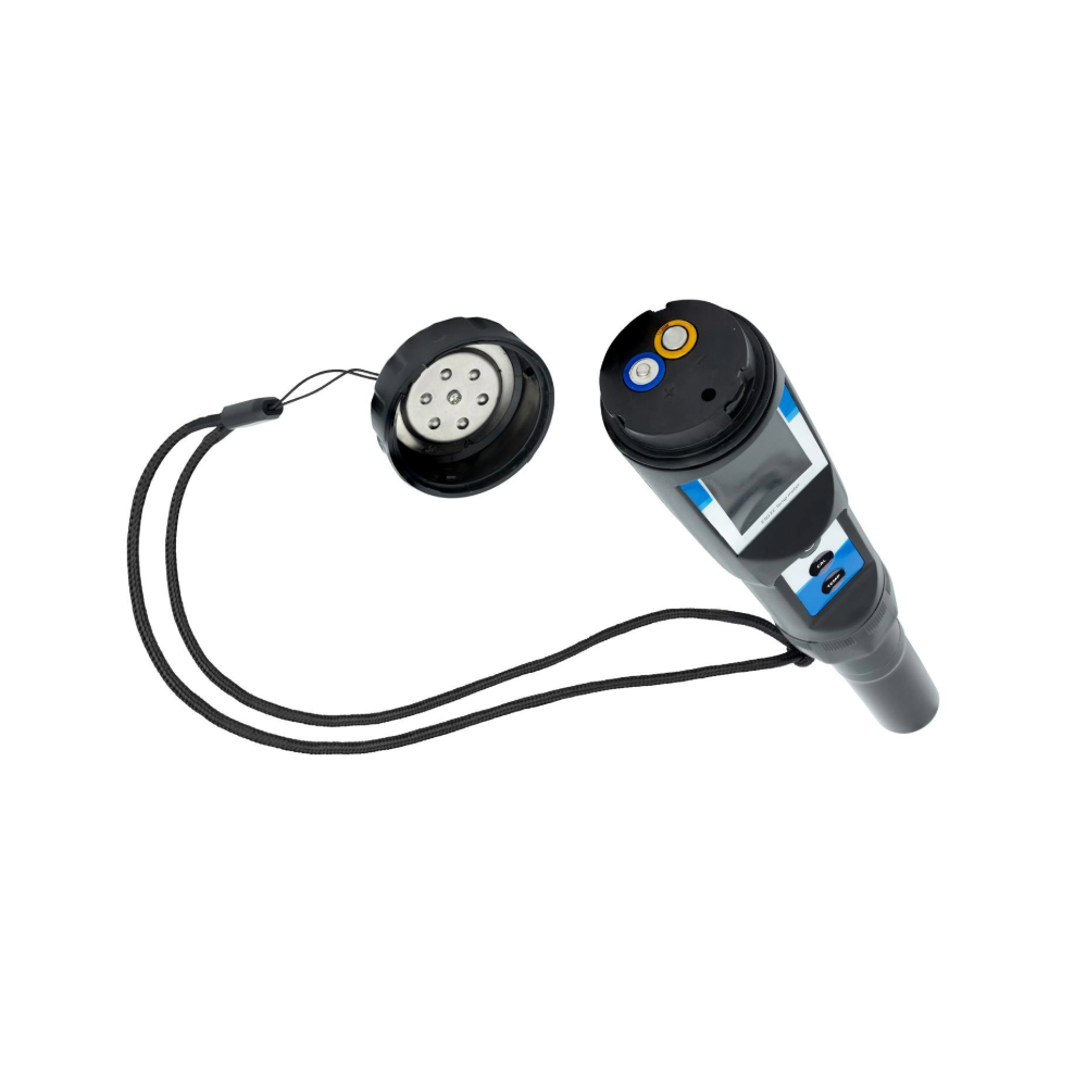 Offene Elektrode des Aqua Master Tools E50 Pro2 EC Messgeräts – ideal für Kalibrierung und Reinigung