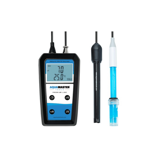 AquaMaster Tools H600 Pro Handmessgerät mit pH- und EC-Sonden, präzises Messgerät für pH, EC, PPM, TDS und Temperatur, geeignet für Hydroponik und Flüssigkeitsanalyse.