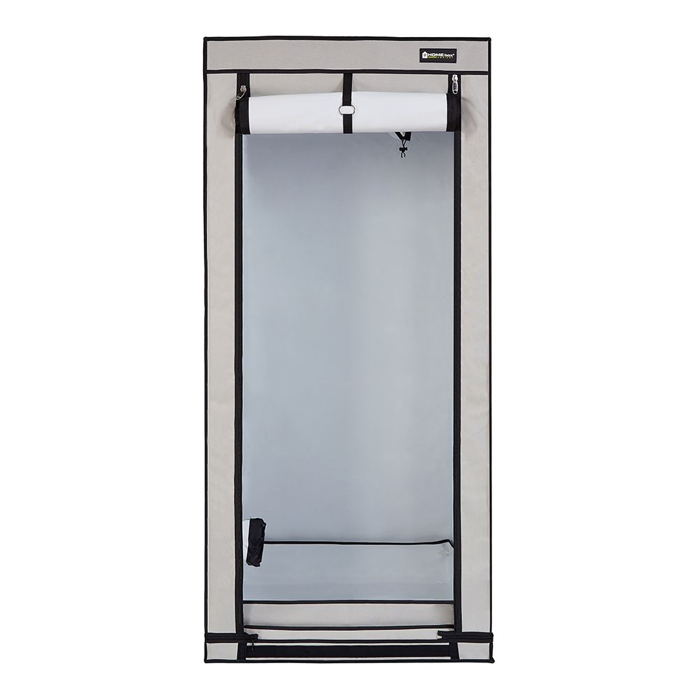 Frontansicht der geöffneten Homebox Ambient Q80+ mit reflektierender Innenfläche, ideal für Mutterpflanzen und kompakte Blütepflanzen