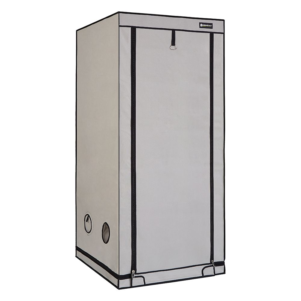 Geschlossene Homebox Ambient Q80+ in Beige mit schwarzen Nähten, robustes 80x80 cm Indoor-Growzelt für Mutterpflanzen und Blüte