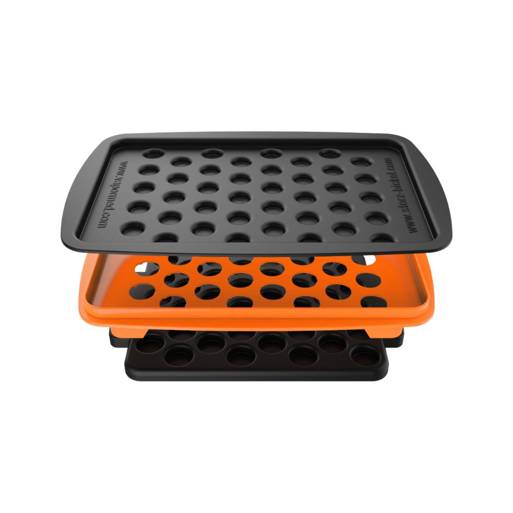 Mehrschichtiges Tray-System für die Befüllung von Dosierkapseln bei Storz & Bickel Vaporizern. Effiziente Vorbereitung von bis zu 40 Kapseln auf einmal für ein nahtloses Dampferlebnis.