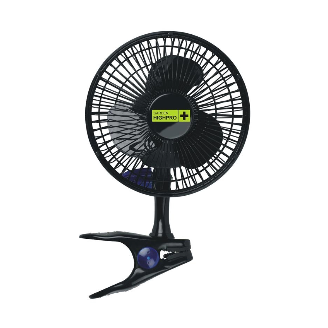 Garden Highpro Clip-Ventilator mit 15cm Durchmesser und stromsparender 5 Watt Leistung, ideal für eine effiziente Indoor-Pflanzenzucht.