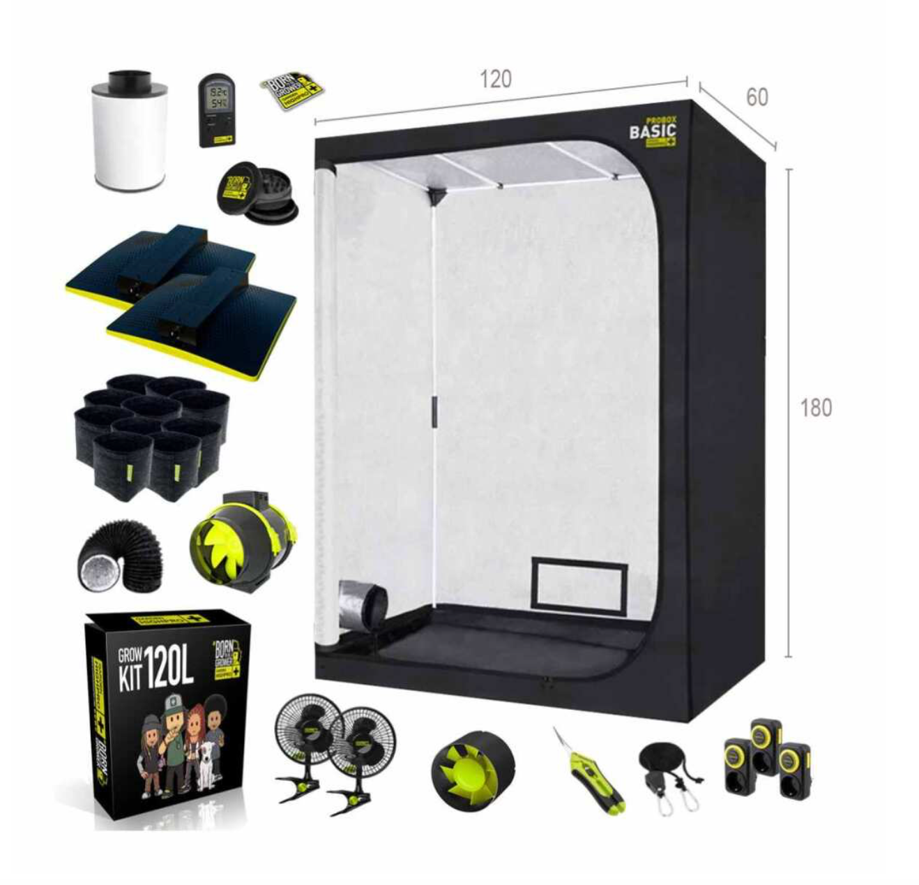 PROBOX Basic Growbox 60x60x160cm mit Aluminium-Innenbeschichtung und robuster Bauweise für effizienten Indoor-Grow.