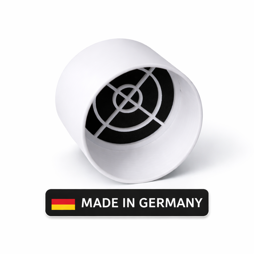 Produktfoto frontal liegend vom Vetter Grow Mini Mikro Aktivkohlefilter auf weißem Hintergrund