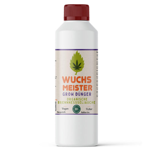 Wuchsmeister Brennnesseljauche Bio-Dünger 1-Liter-Flasche – Natürlicher, veganer Cannabisdünger aus Deutschland, perfekt für optimales Pflanzenwachstum und Blütenbildung