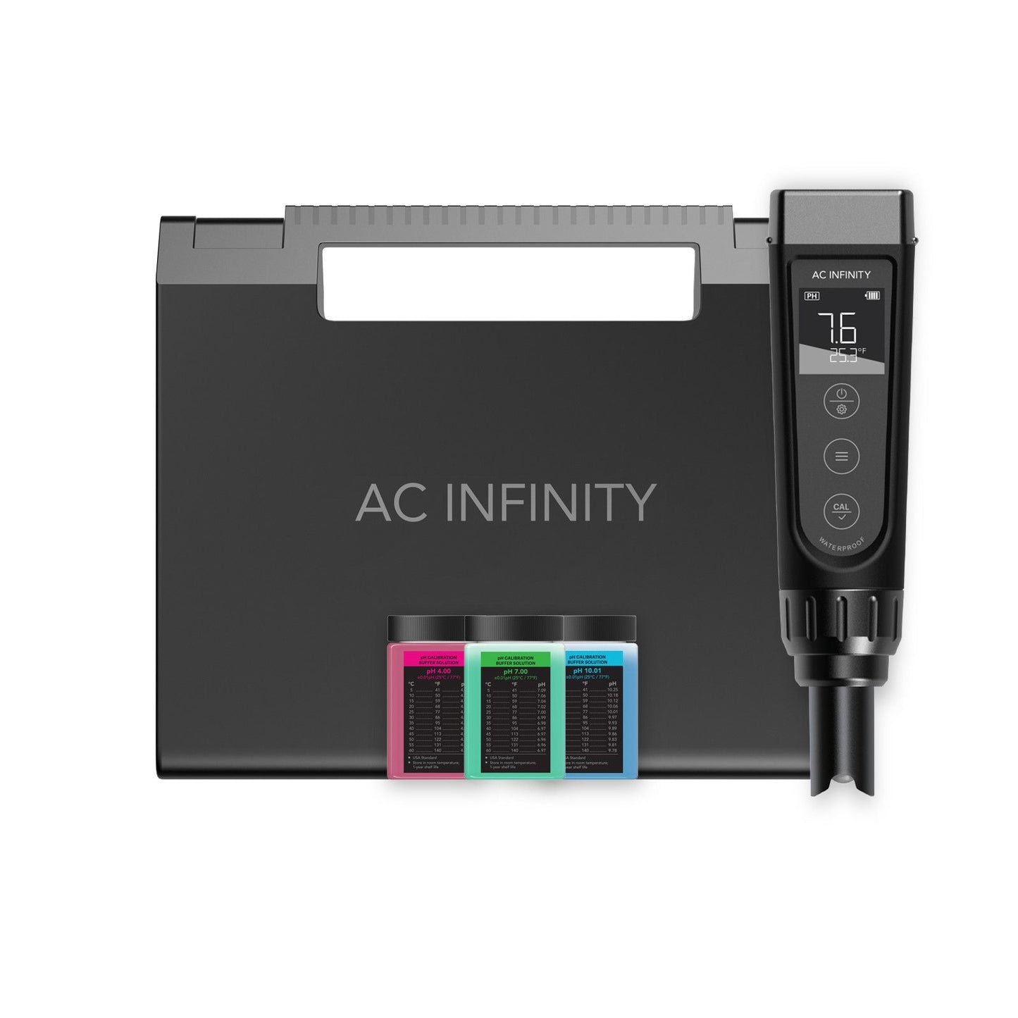 AC Infinity pH-Meter PRO Kit mit austauschbarer Sonde, Transportkoffer und drei Kalibrierlösungen