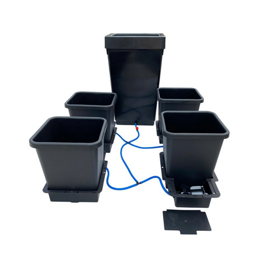 AutoPot 4Pot System mit 47-Liter-Wassertank und vier 15L Töpfen – stromloses Bewässerungssystem für Indoor-Gärtner