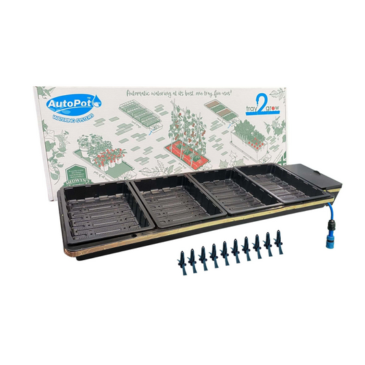 AutoPot Tray2Grow Bewässerungssystem kaufen – Komplettset mit Tray, Haube, Kapillarspießen und Zubehör für stromlose Pflanzenbewässerung