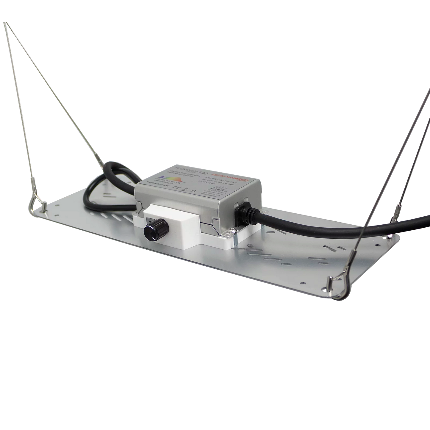 Oberseite der BloomStar FLUXshield Habibi 140 mit Netzteil und Dimmer – 50W LED für 60×60 cm