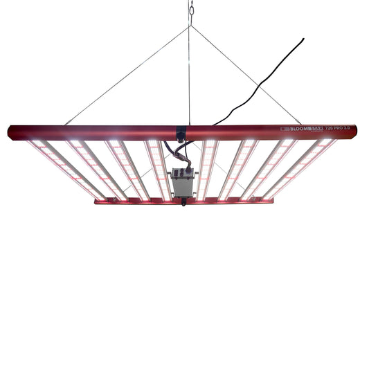 BloomStar Pro 720 3.0 DUAL-Spec 720W LED Grow Lampe (2-Kanal) für 150x150 cm – hängende Bar-LED mit Main+Boost, RJ-12/0–10V Dimmung, IP65