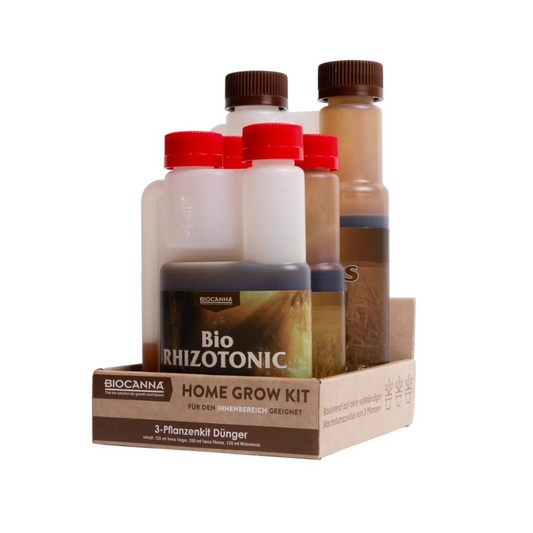 CANNA Bio Starterset HomeGrowKit mit Bio Rhizotonic, Bio Vega und Bio Flores – Komplettdünger für 3 Pflanzen im biologischen Anbau