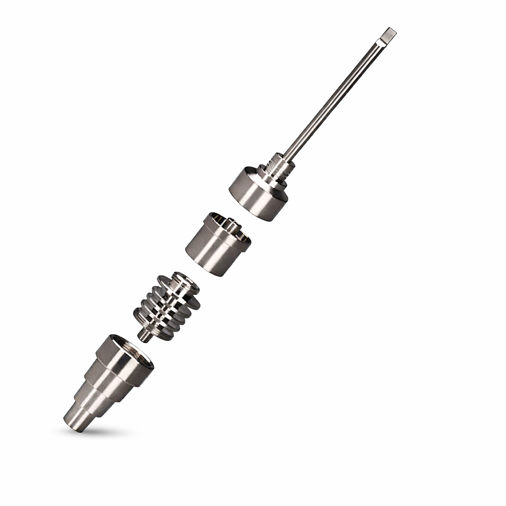 Zerlegter Titan-Nail für das CrossingTech Micro Enail Dab Rig auf weißem Hintergrund