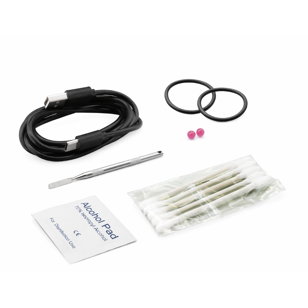 CrossingTech The Core 2.0 XL E-Rig Deluxe Zubehör mit USB-C-Kabel, Dab-Tool, O-Ringen, Wattestäbchen und Alkoholpad