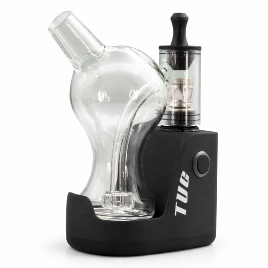 CrossingTech TUG 2.0 E-Rig schräg von vorne mit Glas-Bubbler und schwarzem Gehäuse