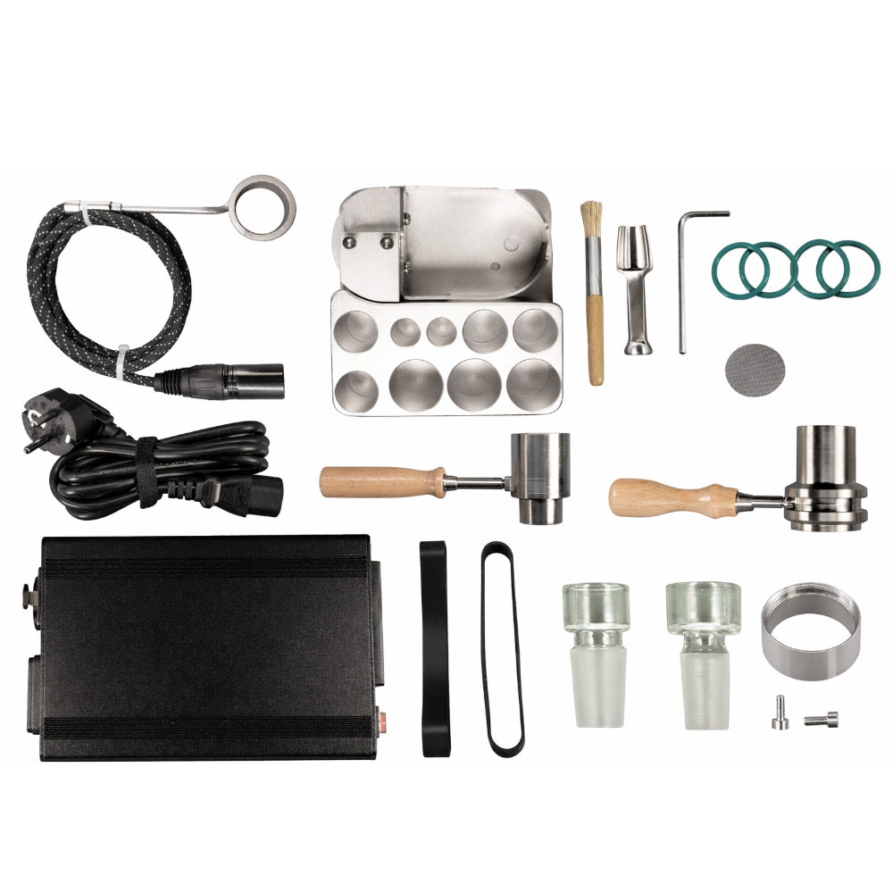 CrossingTech Wireless One Hit Wonder V2 Komplettset mit PID Controller, 25 mm Coil, Matrix Bowl, Ruby Balls und Zubehör für den stationären Ball Vape Einsatz.