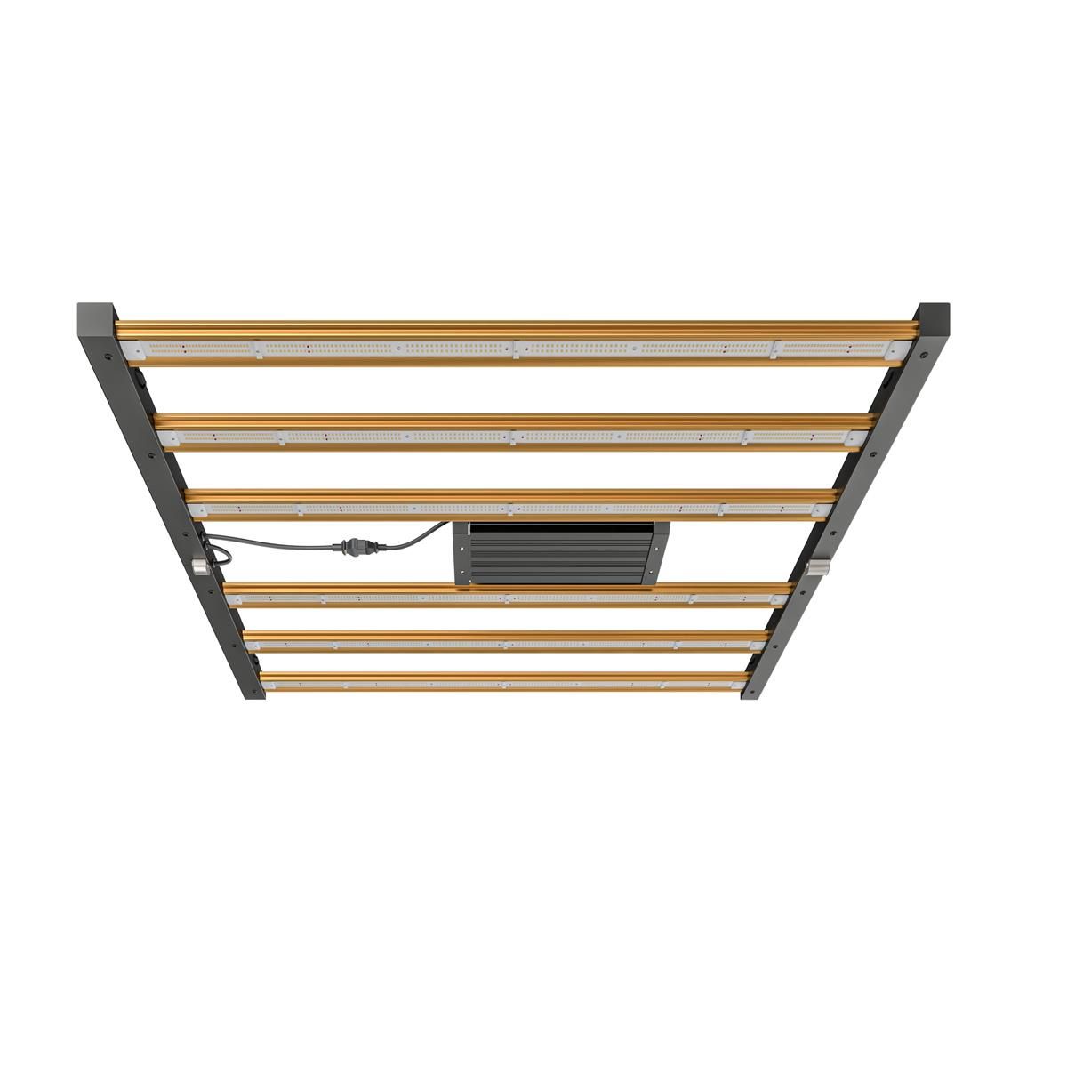 Dimlux Xplore Series 730W 9X LED Grow Lampe – Unterseite frontal mit 9 LED-Bars, gleichmäßige Ausleuchtung für 100x100 cm
