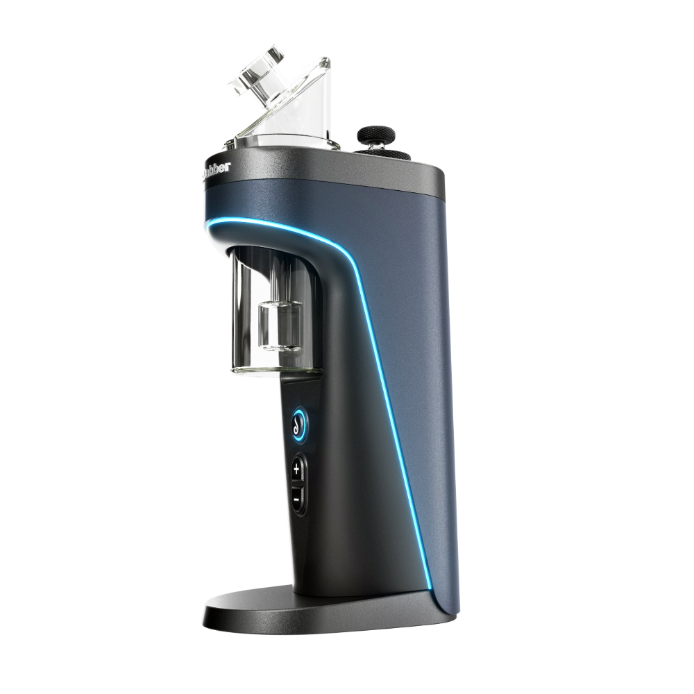 Dr. Dabber Switch² eRig – Seitenansicht mit Glas-Mundstück, Wasserfiltration und LED-Accent