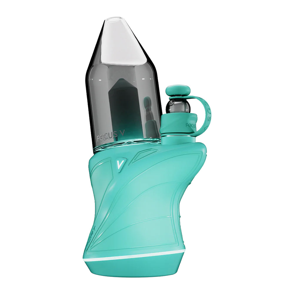 Focus V CARTA SPORT in Teal mit Bubble Cap und Glasaufsatz – tragbares E-Rig in auffälliger Farbvariante