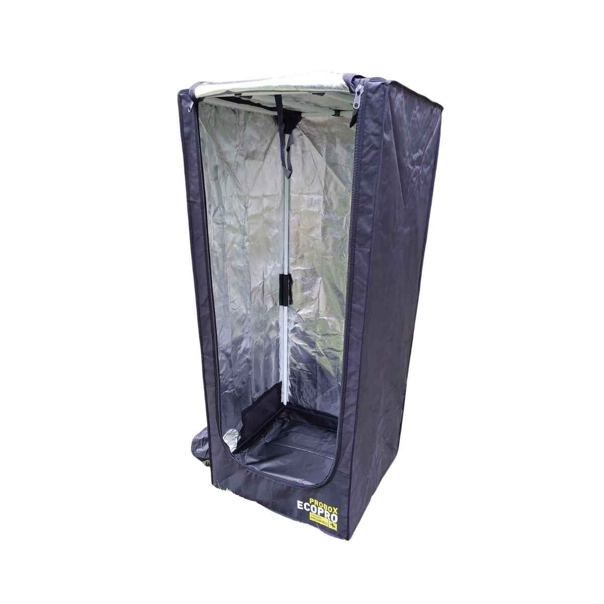 Geöffnetes Garden Highpro Ecopro 60x60x140 cm Growzelt mit reflektierender Mylar-Beschichtung