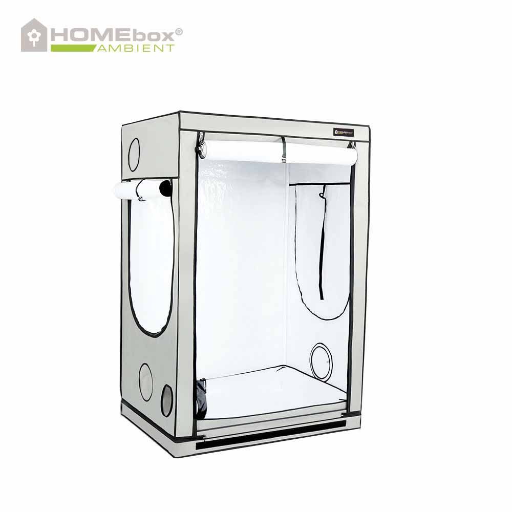 Geöffnete Homebox Ambient in seitlicher Ansicht, robuste Konstruktion mit optimal reflektierendem Innenmaterial für effizientes Pflanzenwachstum