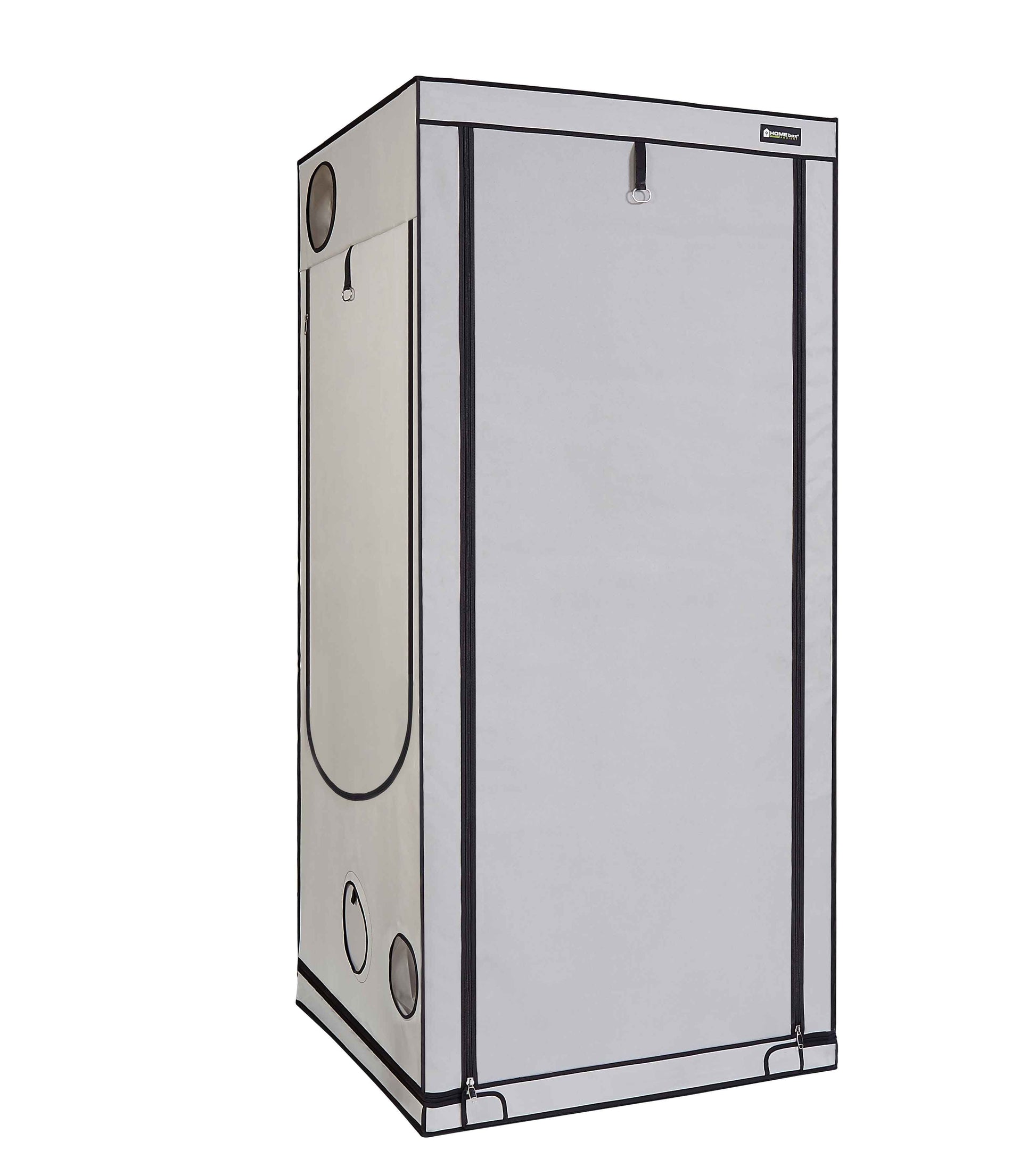 Geschlossene Homebox Ambient Q100+ in Beige mit schwarzen Nähten, stabiles und lichtdichtes 100x100x220 cm Premium-Growzelt
