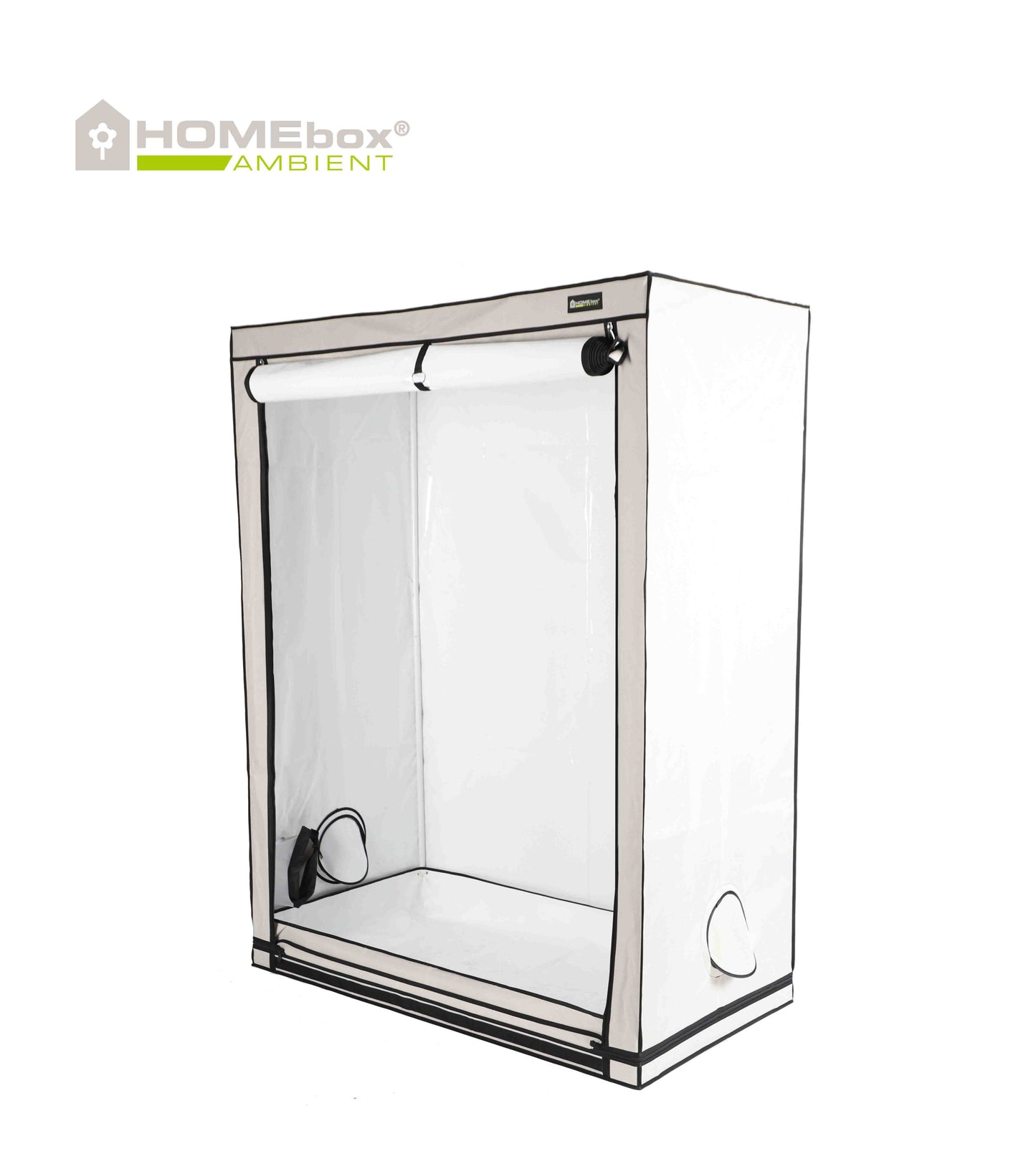 HOMEbox Ambient Q120 Growbox offen in seitlicher Ansicht mit Sicht auf Innenraum
