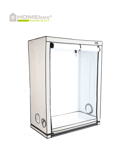 HOMEbox Ambient Q150 Growbox offen in seitlicher Ansicht mit Sicht auf Innenraum