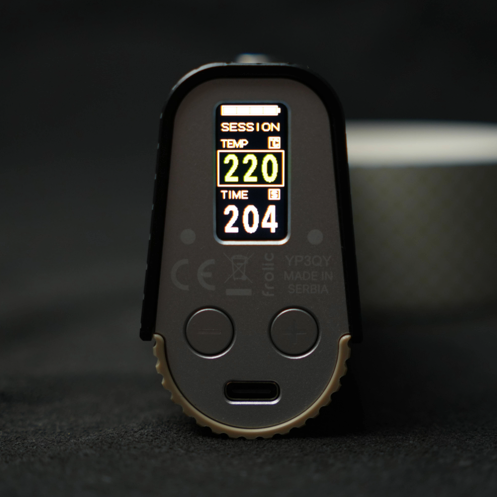 Limelight Frolic Thermal Extractor Display – Session Modus bei 220 °C (OLED Anzeige)