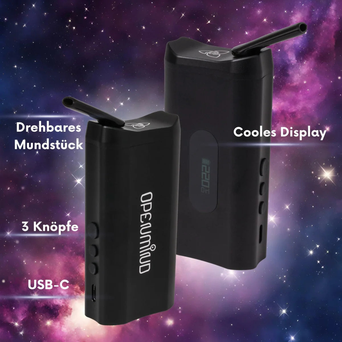 Nanu x Vaporizer 3000 mit drehbarem Mundstück, USB-C Anschluss, Display und 3 Bedienknöpfen