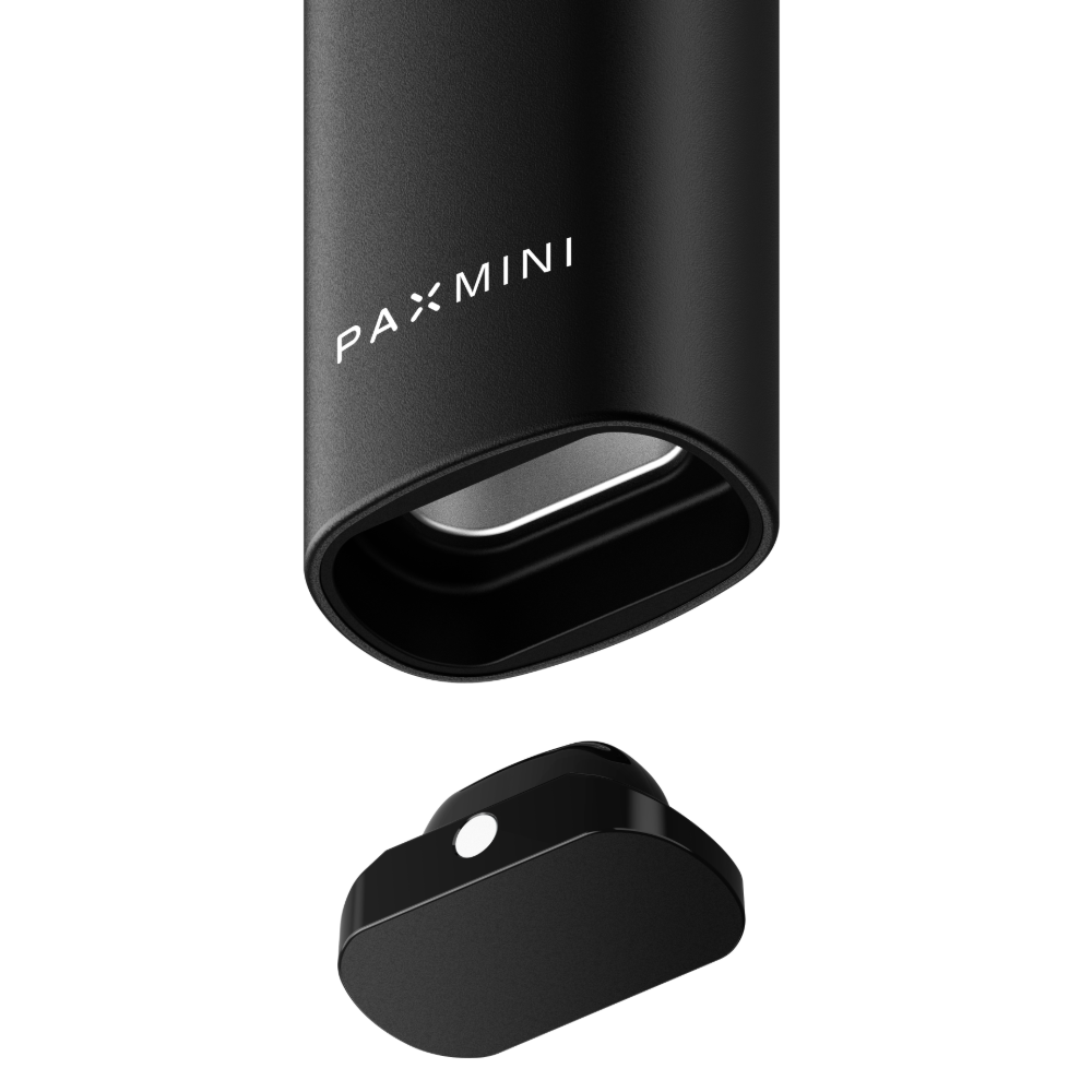 PAX Mini 2 Vaporizer mit geöffneter Kräuterkammer und abgenommenem Ofen-Deckel