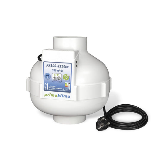 Prima Klima PK100ECblue EC Ventilator 580m³/h Ø100mm – kompakter Abluftventilator mit RJ45-Steuerung