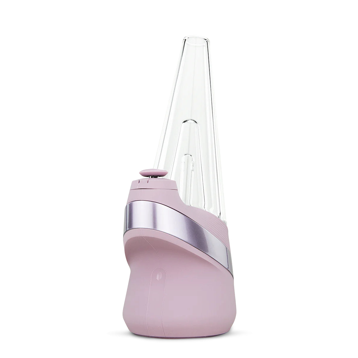 Puffco New Peak Bliss (rosa) – E-Rig Vaporizer für Konzentrate mit Glas-Wasserfilter und Joystick Cap, Seitenansicht.