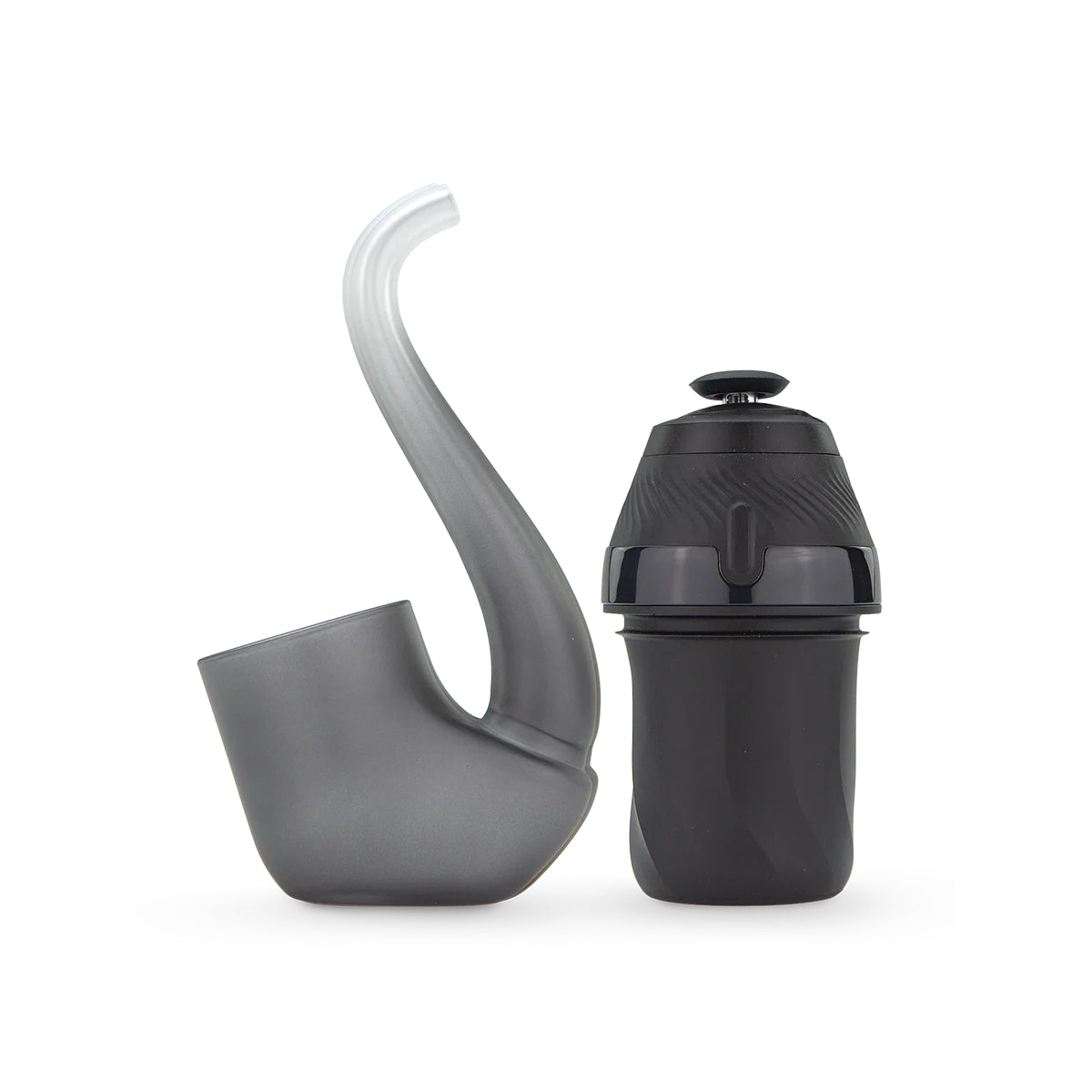 Puffco New Proxy Onyx – Base und Borosilikatglas-Pipe nebeneinander (Konzentrat-Vaporizer)