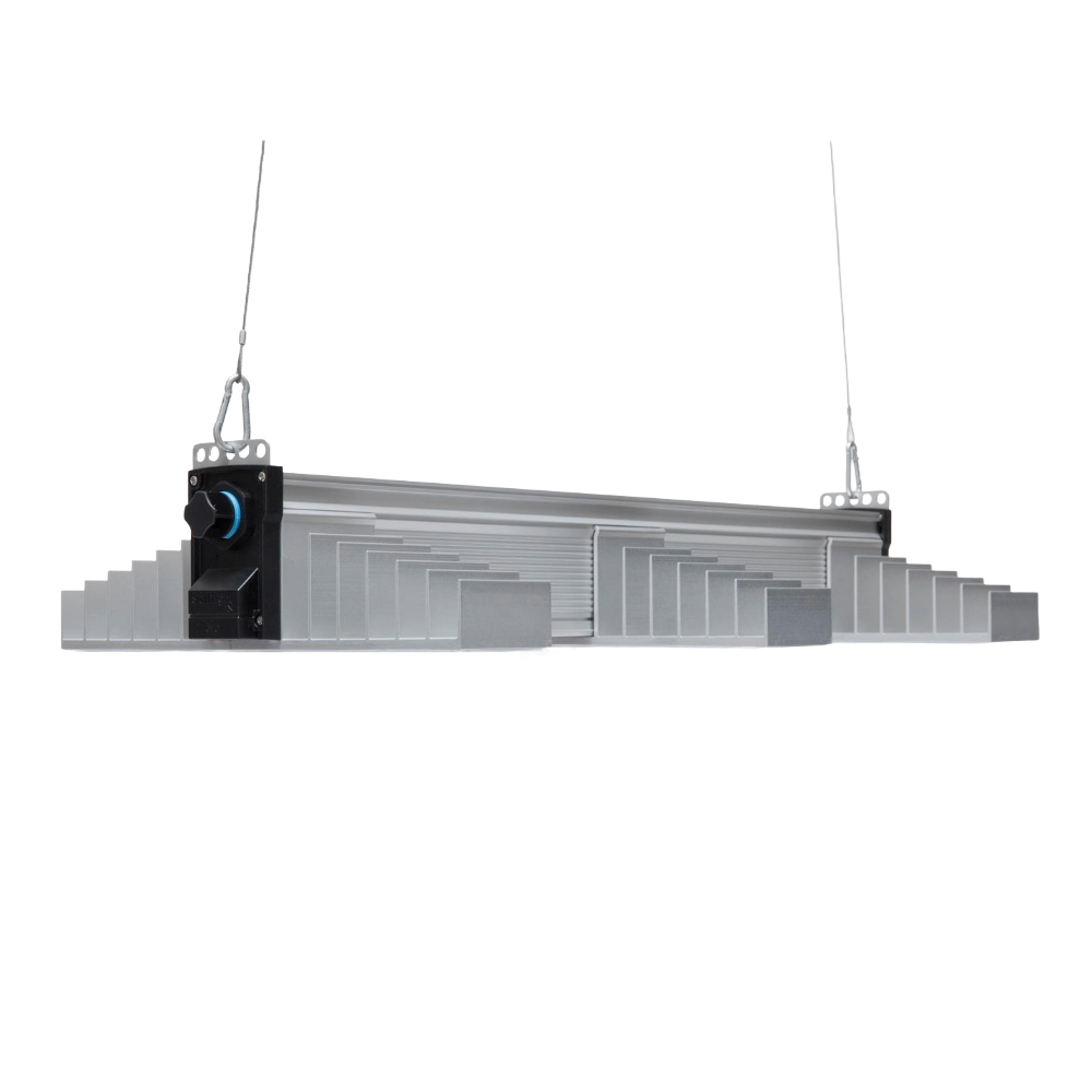 SANlight EVO 3-100 1.5 Pflanzenlampe – hängend mit Kühlkörper und Dimmer/Anschlussmodul, optimiert für 50×100 cm.