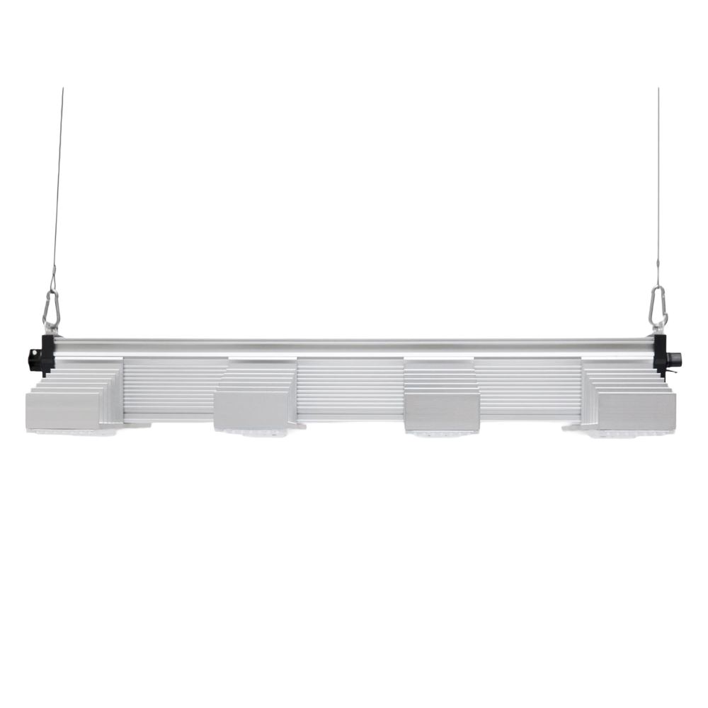 SANlight EVO 4-80 1.5 (265W) Pflanzenlampe – hängende Seitenansicht mit Aluminium-Kühlkörper und Aufhängung, geeignet für 80×80 cm.