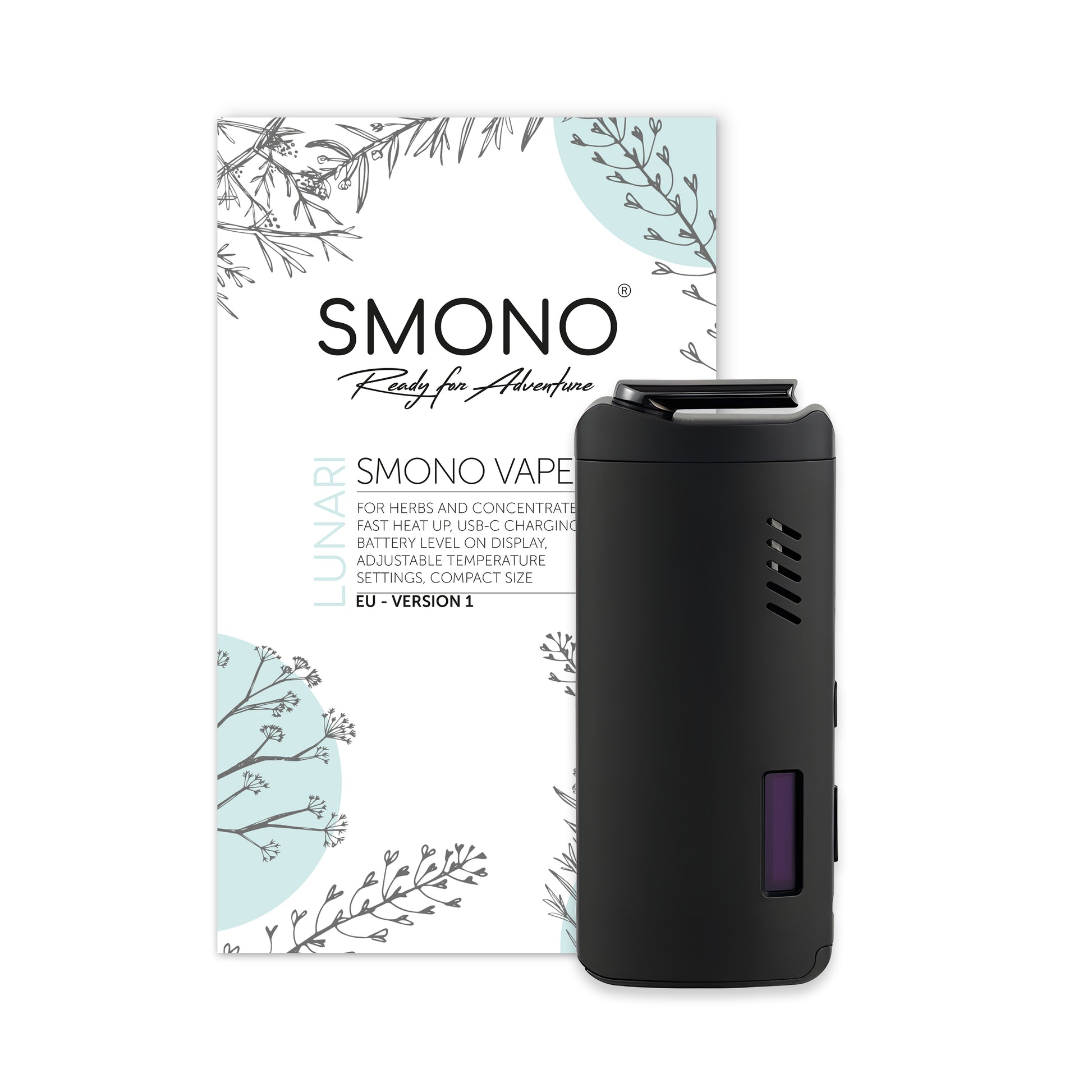Smono Lunari Vaporizer mit Originalverpackung – tragbarer Konvektionsvaporizer für Kräuter und Konzentrate, inkl. Zubehör und 2 Jahre Garantie
