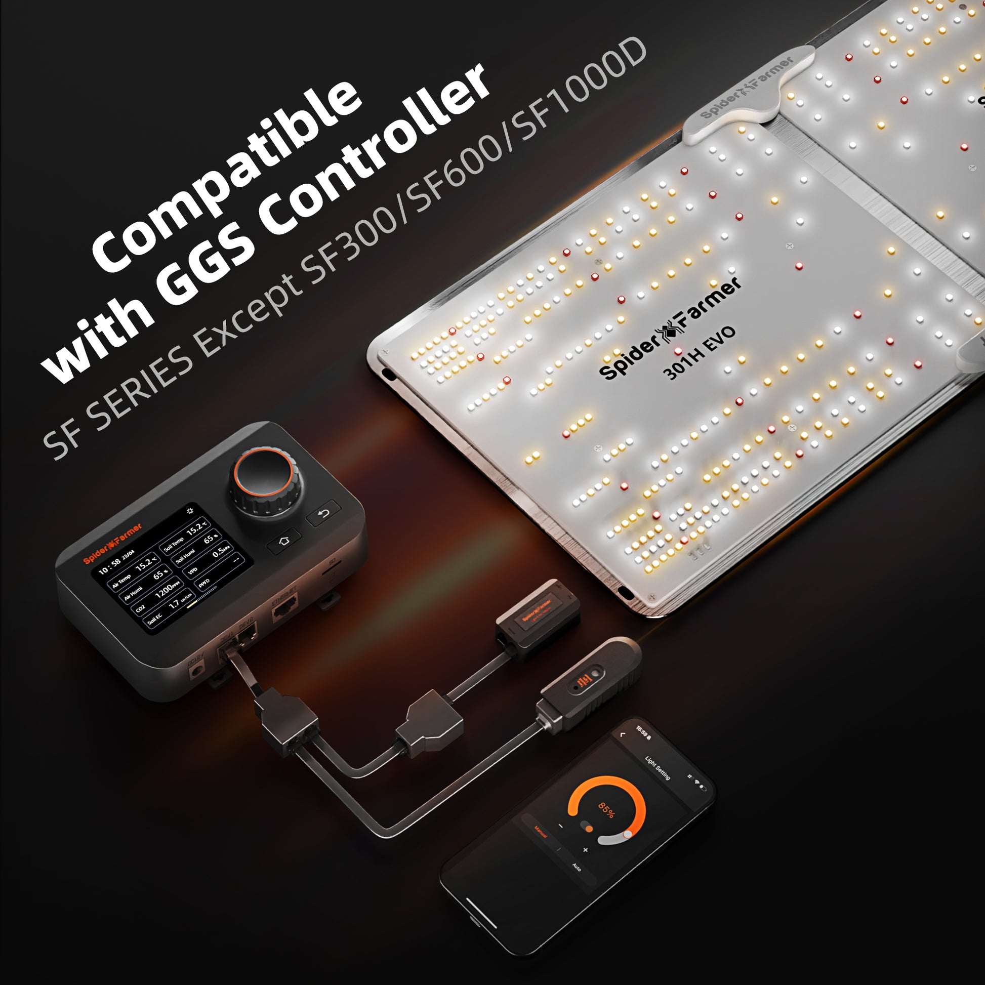 Spider Farmer SF1000 EVO dimmbar per 0–10V – kompatibel mit GGS Controller für smarte Lichtsteuerung