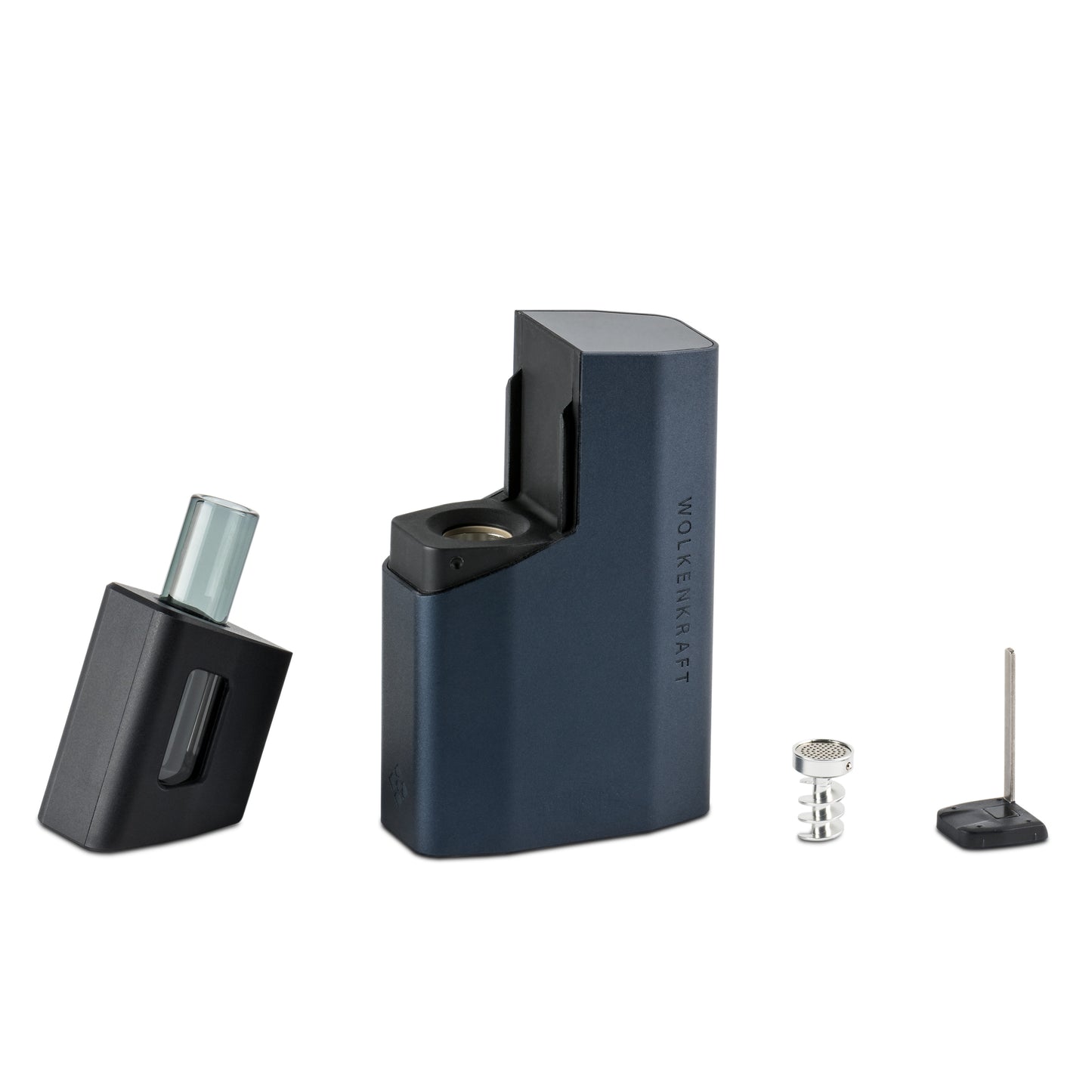 WOLKENKRAFT ÄRIS Nachtblau mit abgenommenem Mundstück – freigelegter Airpath, Kammer-Teil und magnetischer Kammerstab